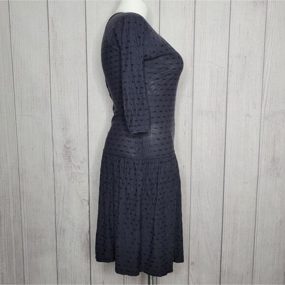 VTG Leslie Knits Made in Italy Black Eyelet Lace Drop Waist Dress, size Small - Picture 3 of 6